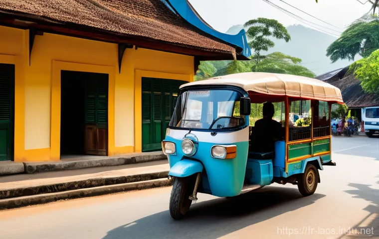 라오스 스마트폰 앱 추천 - **Prompt 1: Navigating the Streets of Luang Prabang with Technology**
"A vibrant, eye-level shot...